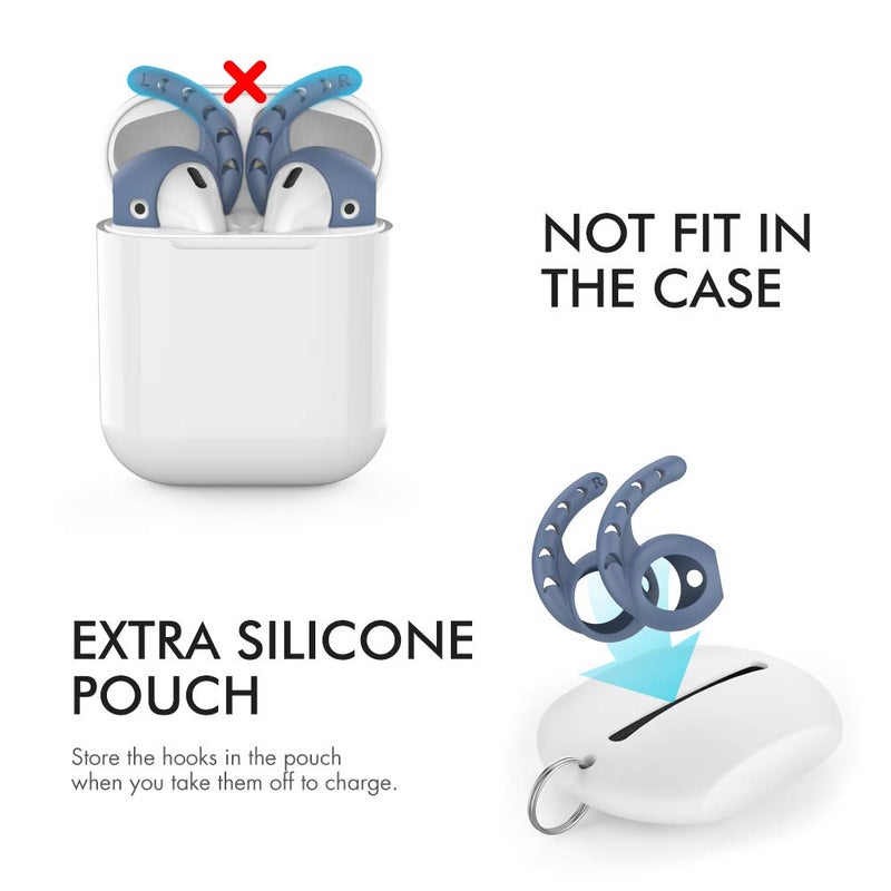 AhaStyle 3 Pairs AirPods Ear Hooks Cover Silicone Accessories Compatible with Apple AirPods and EarPods Headphones(Navy Blue) - Image 2